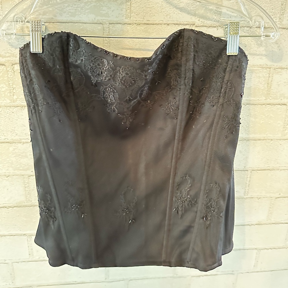 Mandee large black corset top with beading